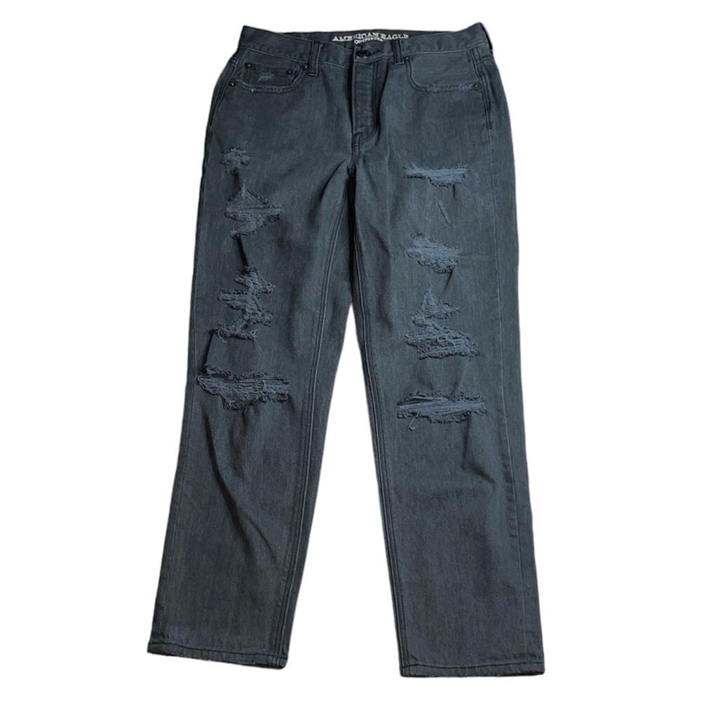 American Eagle Outfitters Black Vintage Hi-Rise Distressed Jeans